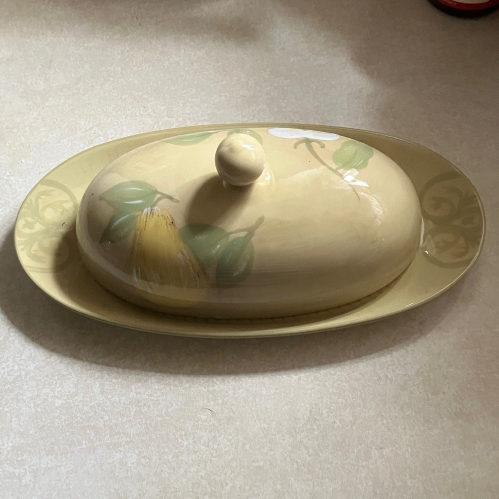 2007 Pfaltzgraff Aurora Pattern Covered Butter Dish (Retired Pattern)